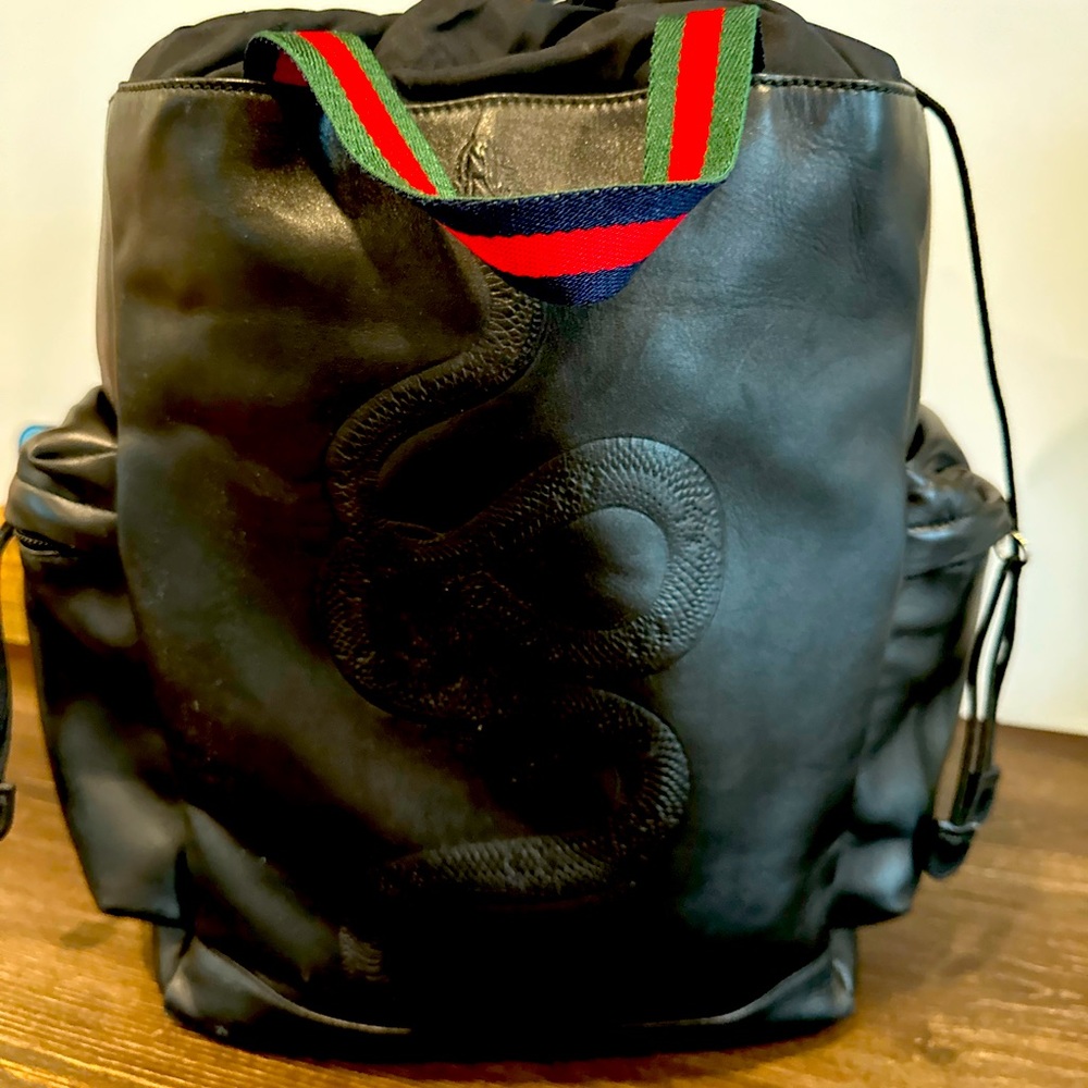 Authentic Gucci black leather backpack